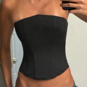 Black strapless corset top